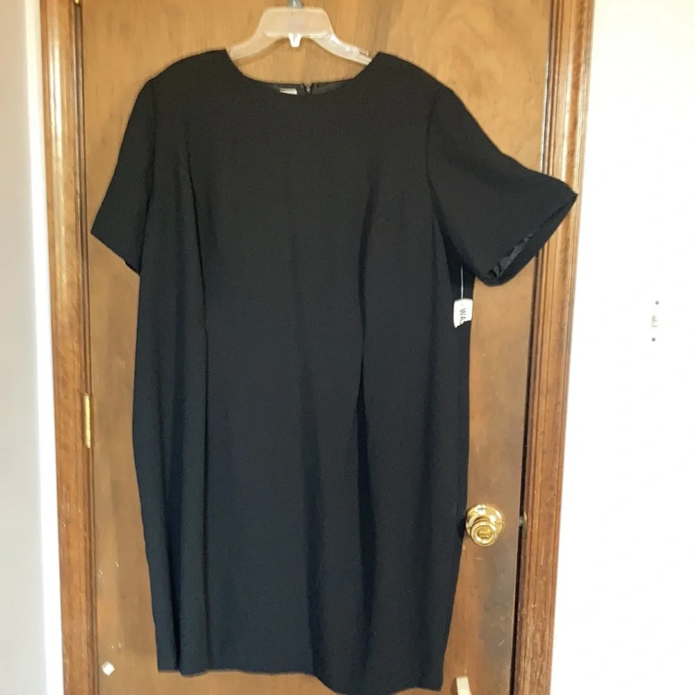 Vintage Worthington woman lined black dress w shoulder pads 22WP - Picture 1 of 11